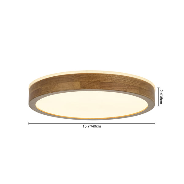 Scandinavian LED Dimmable Walnut Flush Mount Light