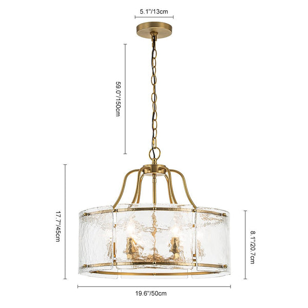 6-Light Modern Glass Brass Drum Chandelier