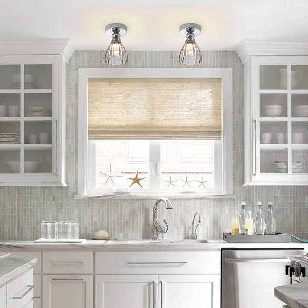 Minimalist Textured Glass LED Semi Flush Mount