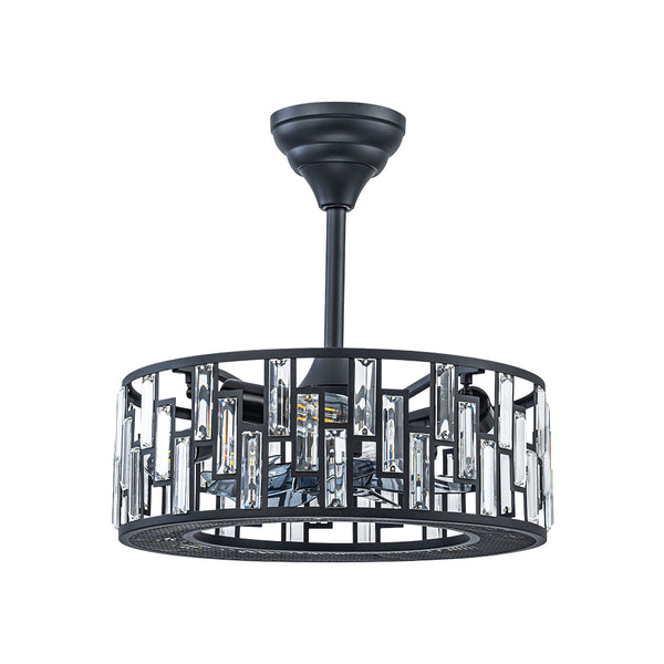 4-Light Crystal Cage Semi Flush Mount Ceiling Fan