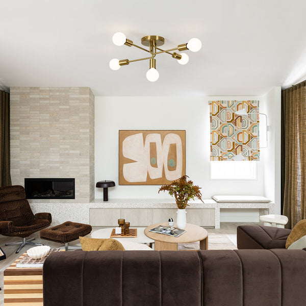 5-Light Swirl Sputnik Semi Flush Light