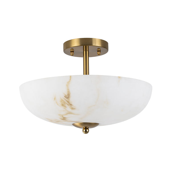 Alabaster Effect Bowl Shade Semi Flush Mount
