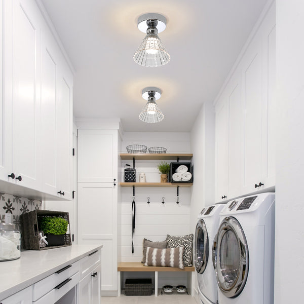 Minimalist Cone Glass LED Semi Flush Mount