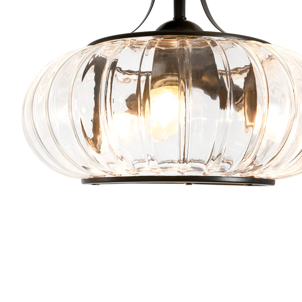3-Light Lantern Glass Semi-Flush Mount