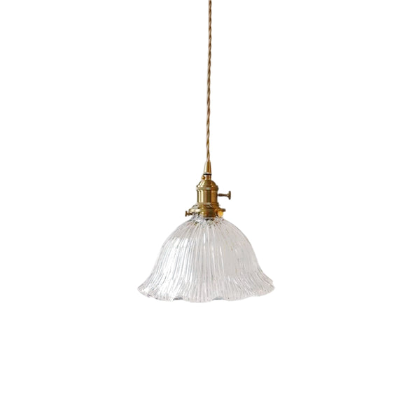1-Light Lotus Stripe Glass Pendant Light