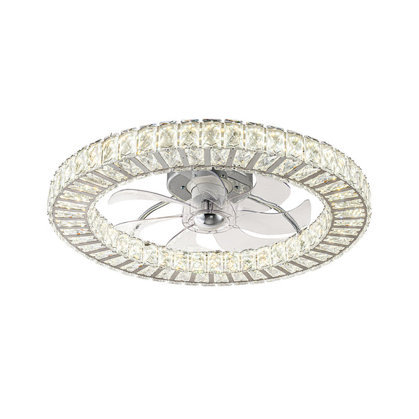 Dimmable Crystal Semi Flush Mount Ceiling Fan