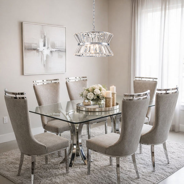 3-Light Up Down Crystal Shade Chrome Chandelier