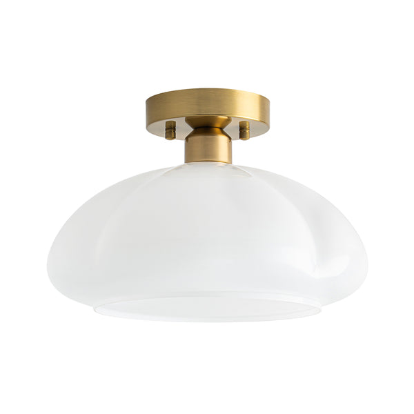 1-Light Opal Glass Curved Semi Flush Mount