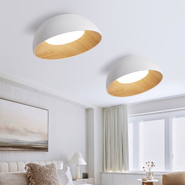 Wood Grain Bowl LED Flush Mount Dome Close To Ceiling Light Track Light
