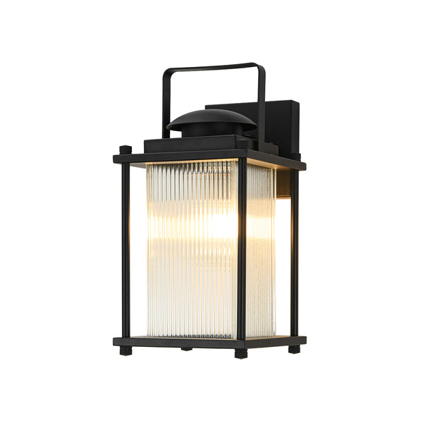 IP23 Lantern Waterproof Ribbed Glass Outdoor Wall Sconce
