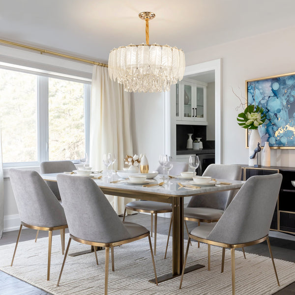 Moderner französischer Blattglas-Kristalllüster