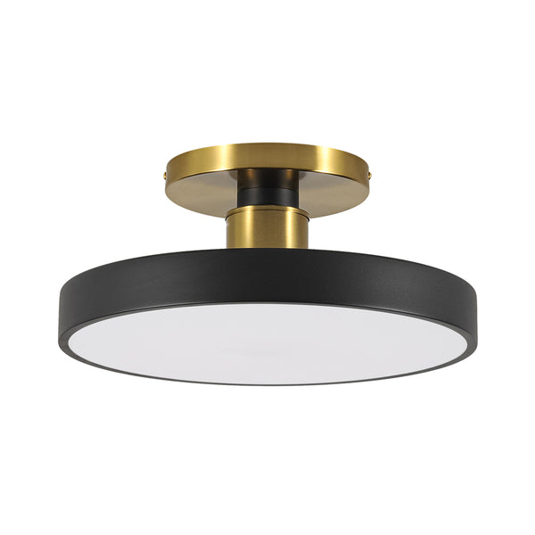 Black LED Acrylic Drum Semi Flush Mount Ceiling Light