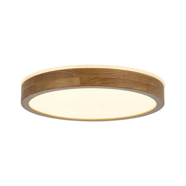 Scandinavian LED Dimmable Walnut Flush Mount Light