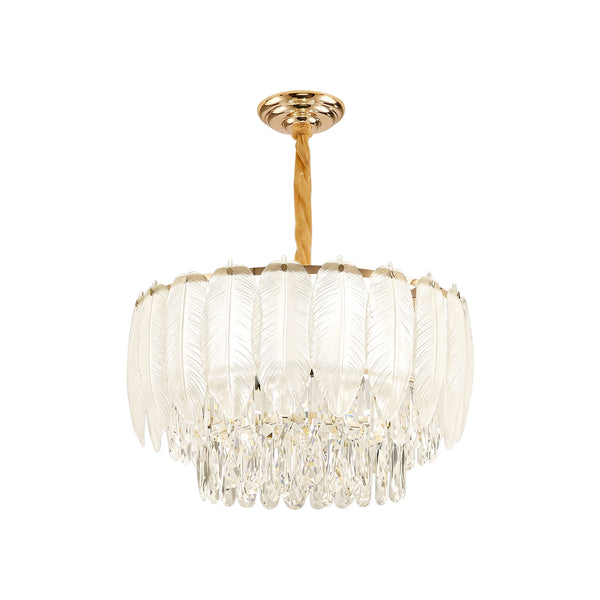 Modern French Leaf Glass Crystal Chandelier