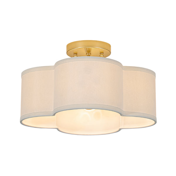 4-Light Linen Drum Semi Flush Mount
