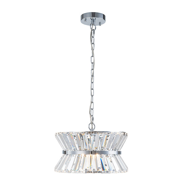 3-Light Up Down Crystal Shade Chrome Chandelier