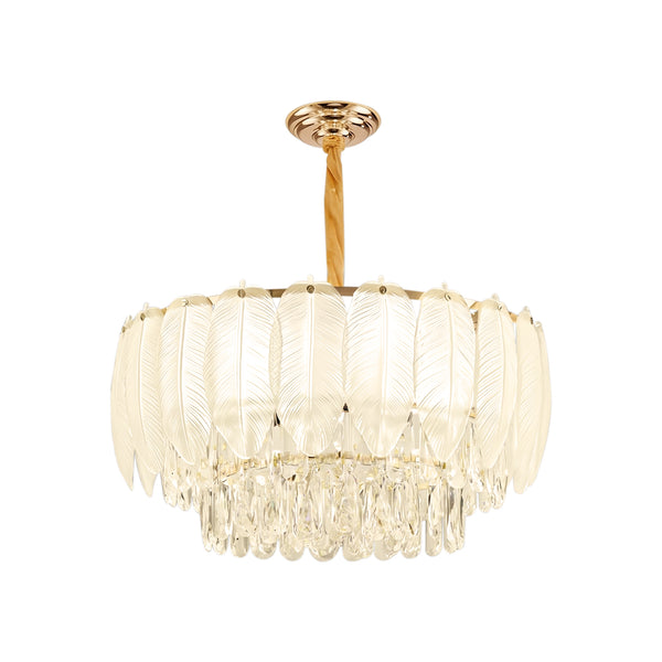 Modern French Leaf Glass Crystal Chandelier