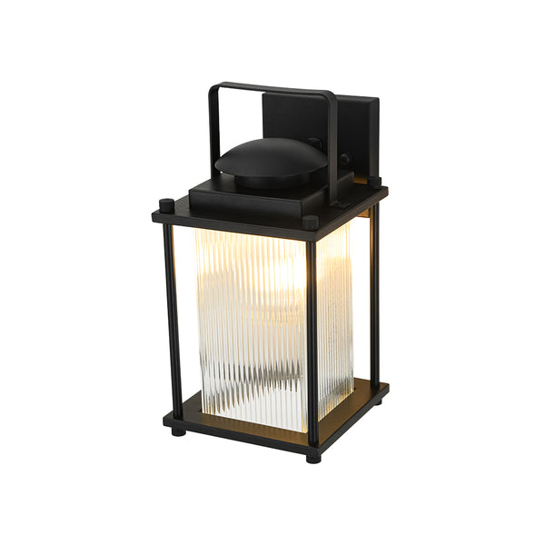 IP23 Lantern Waterproof Ribbed Glass Outdoor Wall Sconce
