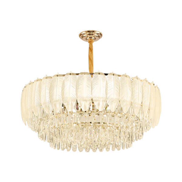 Modern French Leaf Glass Crystal Chandelier