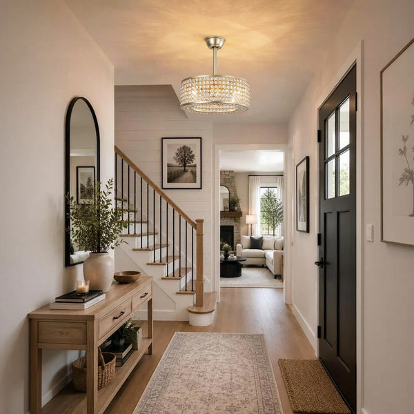 Blade Crystal Ceiling Fan with Remote Semi Flush Mount