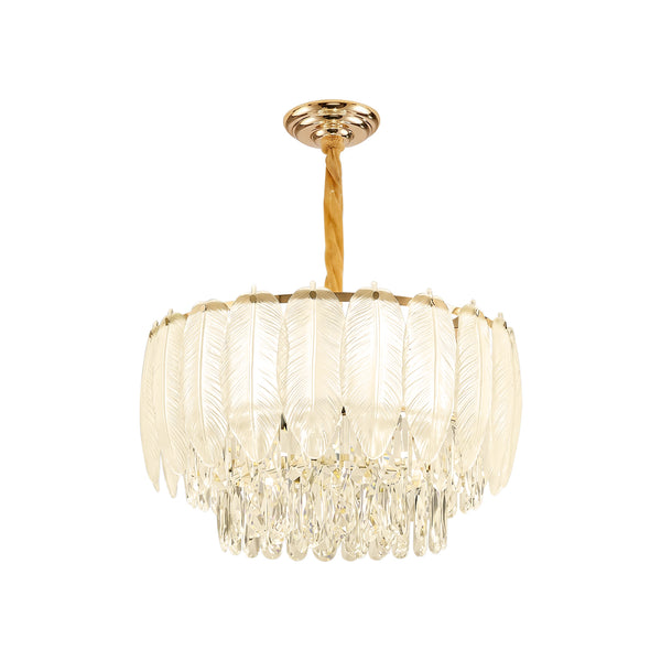 Modern French Leaf Glass Crystal Chandelier