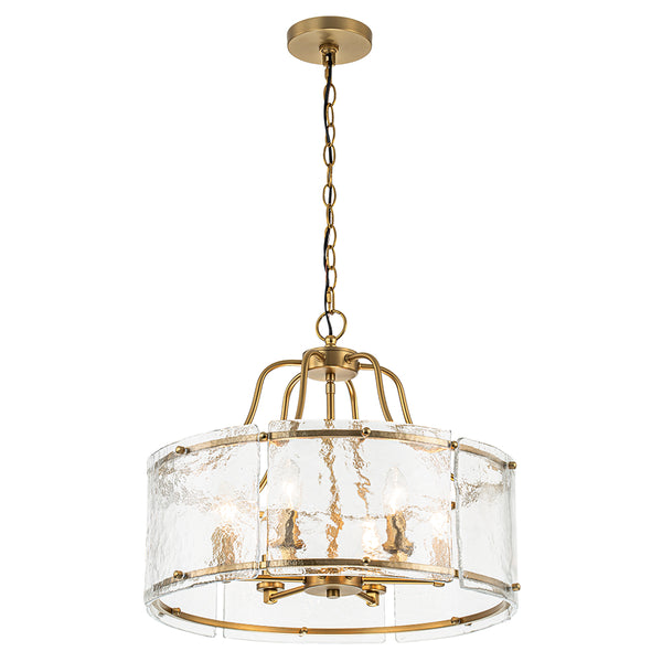 6-Light Modern Glass Brass Drum Chandelier