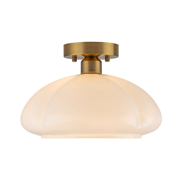 1-Light Opal Glass Curved Semi Flush Mount
