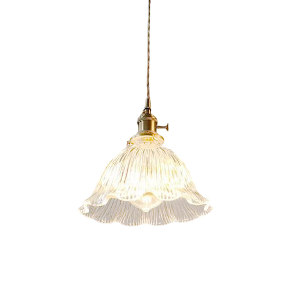 1-Light Lotus Stripe Glass Pendant Light