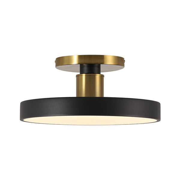Black LED Acrylic Drum Semi Flush Mount Ceiling Light
