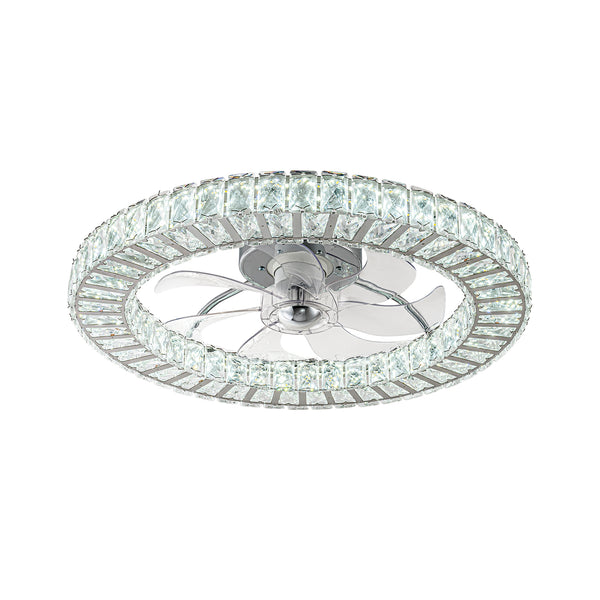 Dimmable Crystal Semi Flush Mount Ceiling Fan