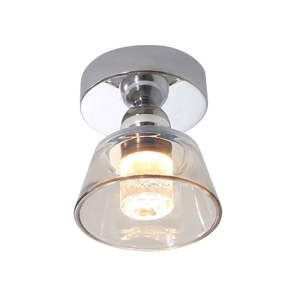 Minimalist Tapered Bell Glass LED Semi Flush Mount