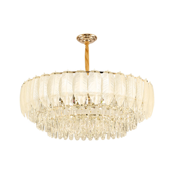 Modern French Leaf Glass Crystal Chandelier