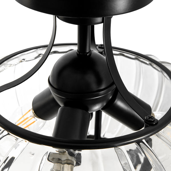 3-Light Lantern Glass Semi-Flush Mount