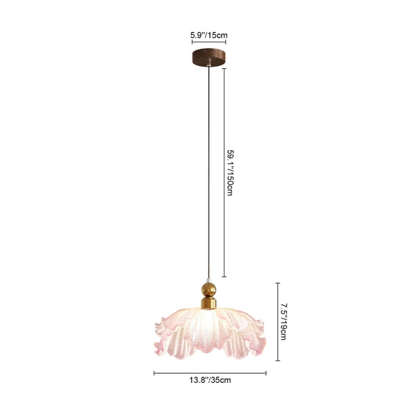 Pink Floral Glass LED Pendant Lighting