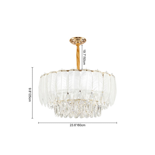 Modern French Leaf Glass Crystal Chandelier