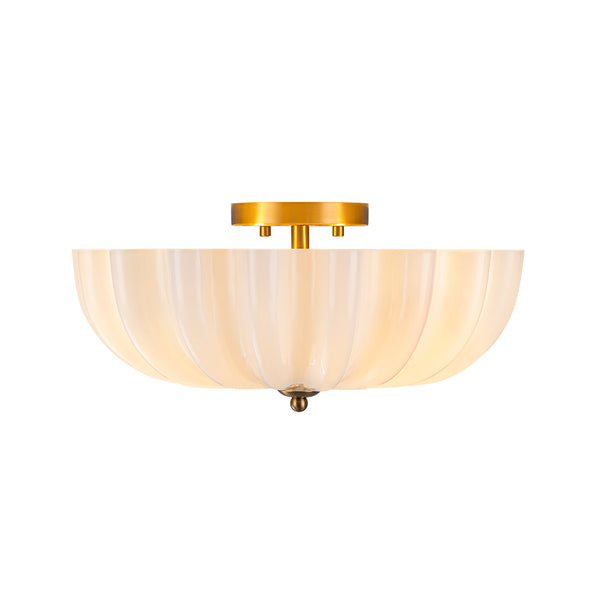 3-Light Bowl Daisy Glass Semi Flush