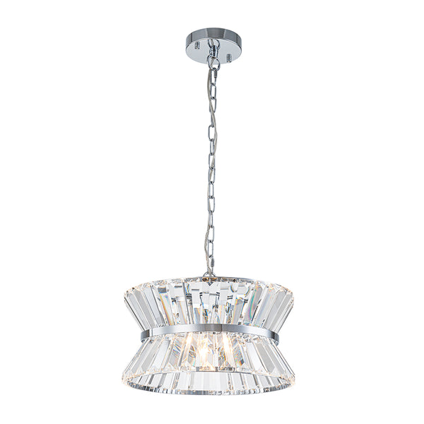 3-Light Up Down Crystal Shade Chrome Chandelier