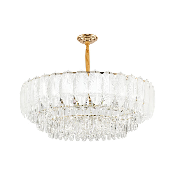 Modern French Leaf Glass Crystal Chandelier