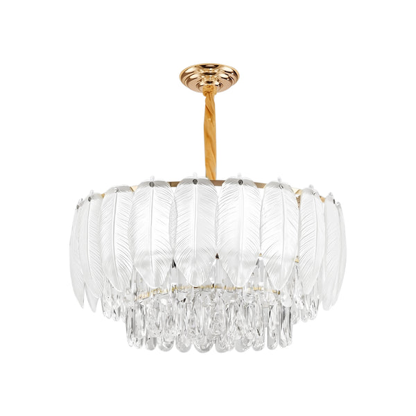 Modern French Leaf Glass Crystal Chandelier