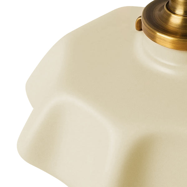 1-Light Creamy Scalloped Flower Glass Pendant Lighting