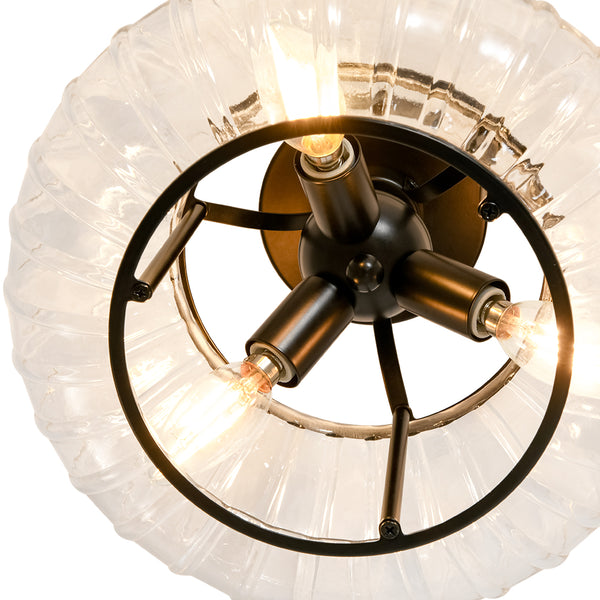 3-Light Lantern Glass Semi-Flush Mount