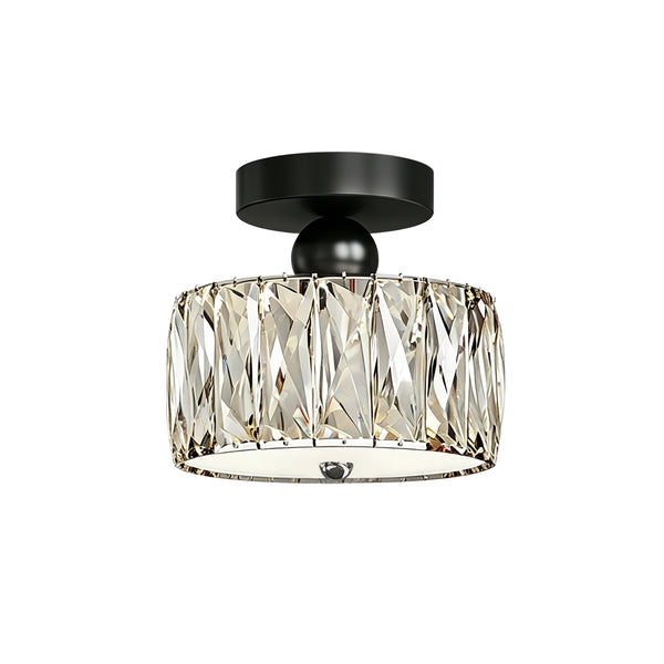 Drum Crystal Glass LED Semi Flush Mount