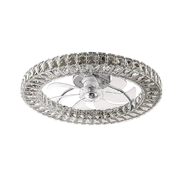 Dimmable Crystal Semi Flush Mount Ceiling Fan