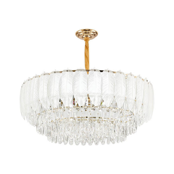 Modern French Leaf Glass Crystal Chandelier