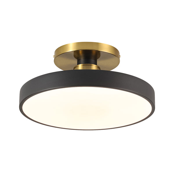 Black LED Acrylic Drum Semi Flush Mount Ceiling Light