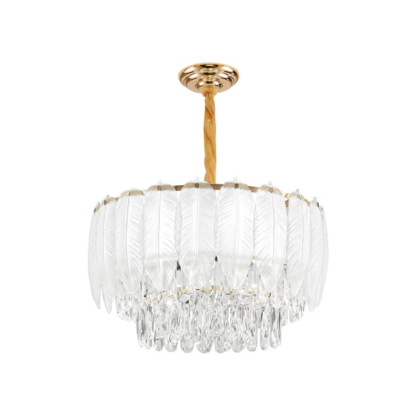Modern French Leaf Glass Crystal Chandelier