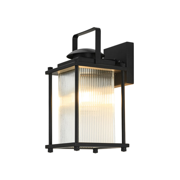 IP23 Lantern Waterproof Ribbed Glass Outdoor Wall Sconce