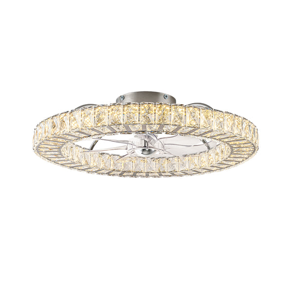 Dimmable Crystal Semi Flush Mount Ceiling Fan