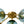 Brass Blue Glass Sputnik Bubble Semi Flush Chandelier