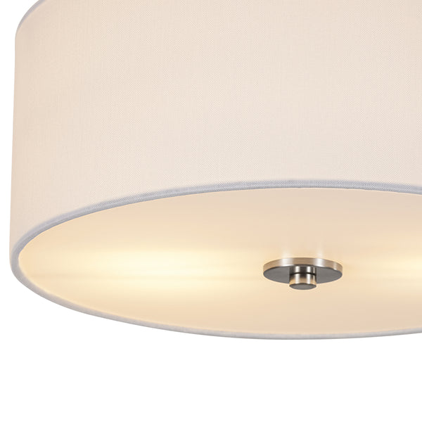 2-Light Linen Drum Flush Mount Ceiling
